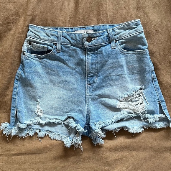 Guess Pants - Women's Guess Distressed Denim Shorts - Blue